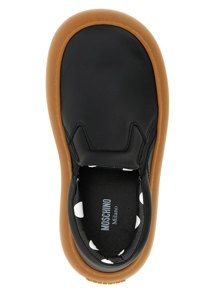 Μαύρα chunky αθλητικά παπούτσια Moschino από δέρμα