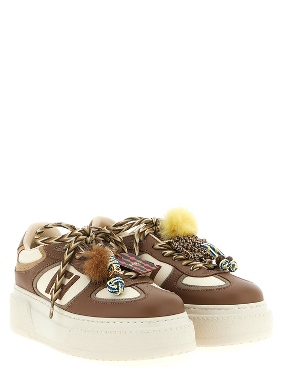 Fendi Multicolor Calfskin Platform Sneakers