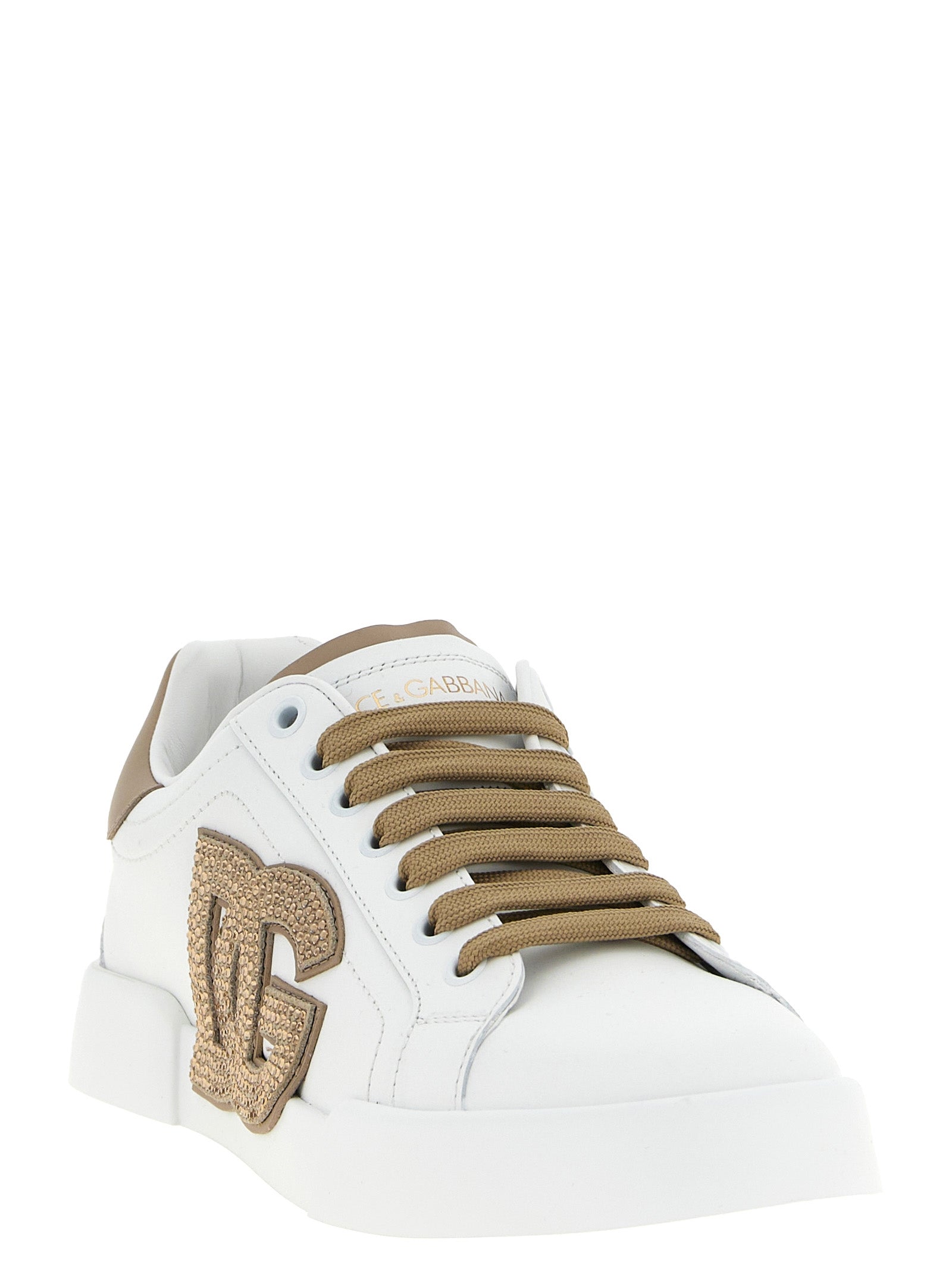 Dolce & Gabbana Beige Calfskin Sneakers