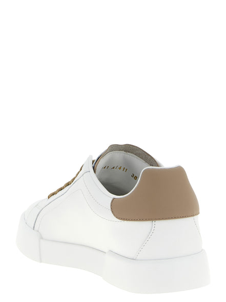 Dolce & Gabbana Beige Calfskin Sneakers
