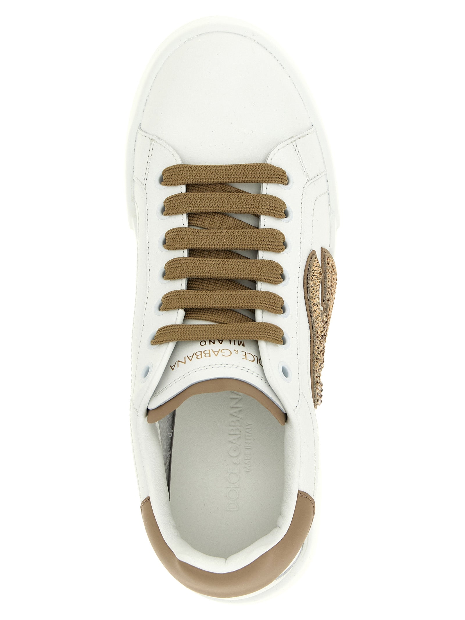 Dolce & Gabbana Beige Calfskin Sneakers