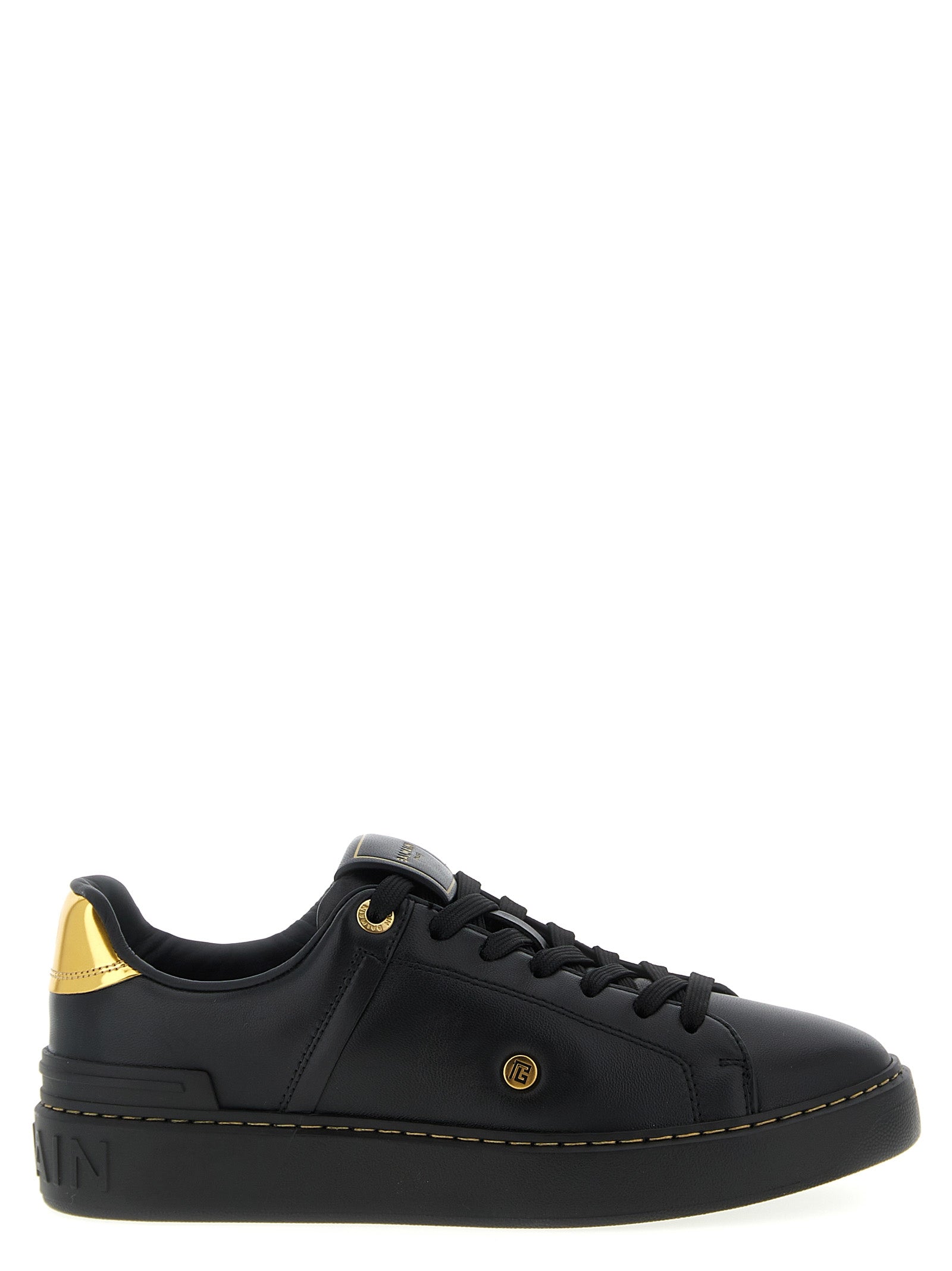 Balmain Black Lamb Leather Low Top Sneakers