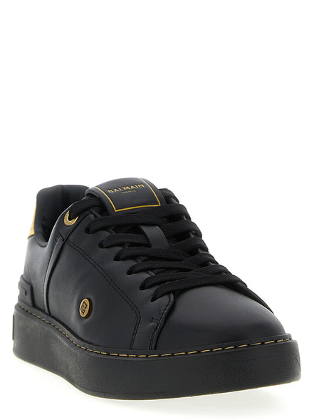 Balmain Black Lamb Leather Low Top Sneakers