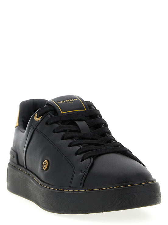 Balmain Black Lamb Leather Low Top Sneakers