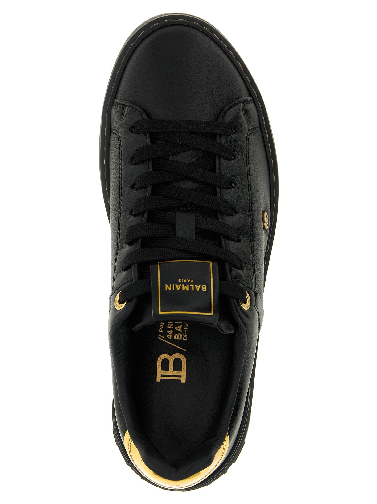 Balmain Black Lamb Leather Low Top Sneakers