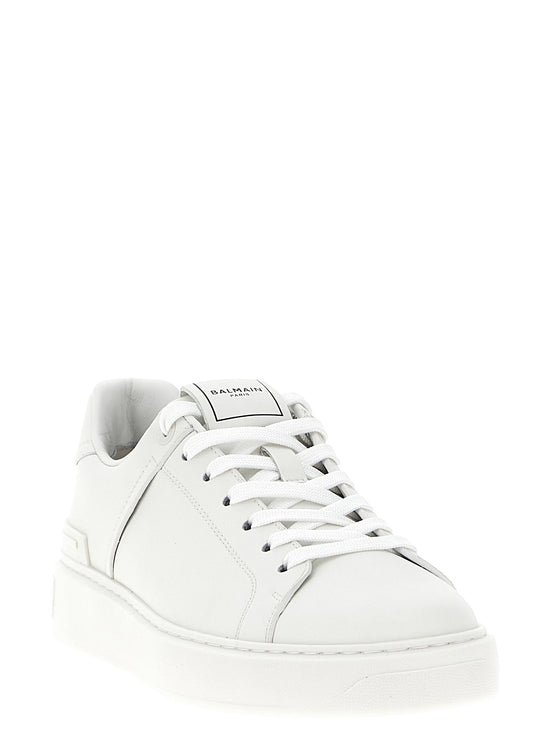 Balmain White Calfskin Low Top Sneakers