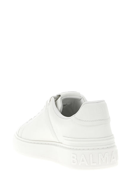 Balmain White Calfskin Low Top Sneakers