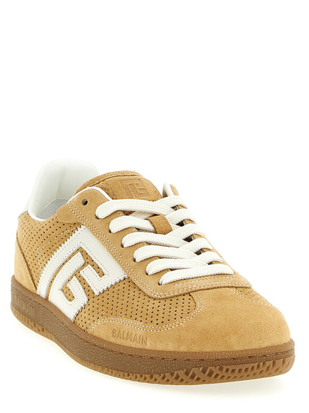 Balmain Beige Calfskin Low Top Sneakers