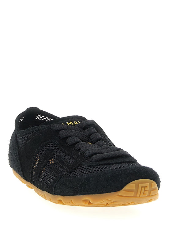 Balmain Black Calfskin Athletic Sneakers