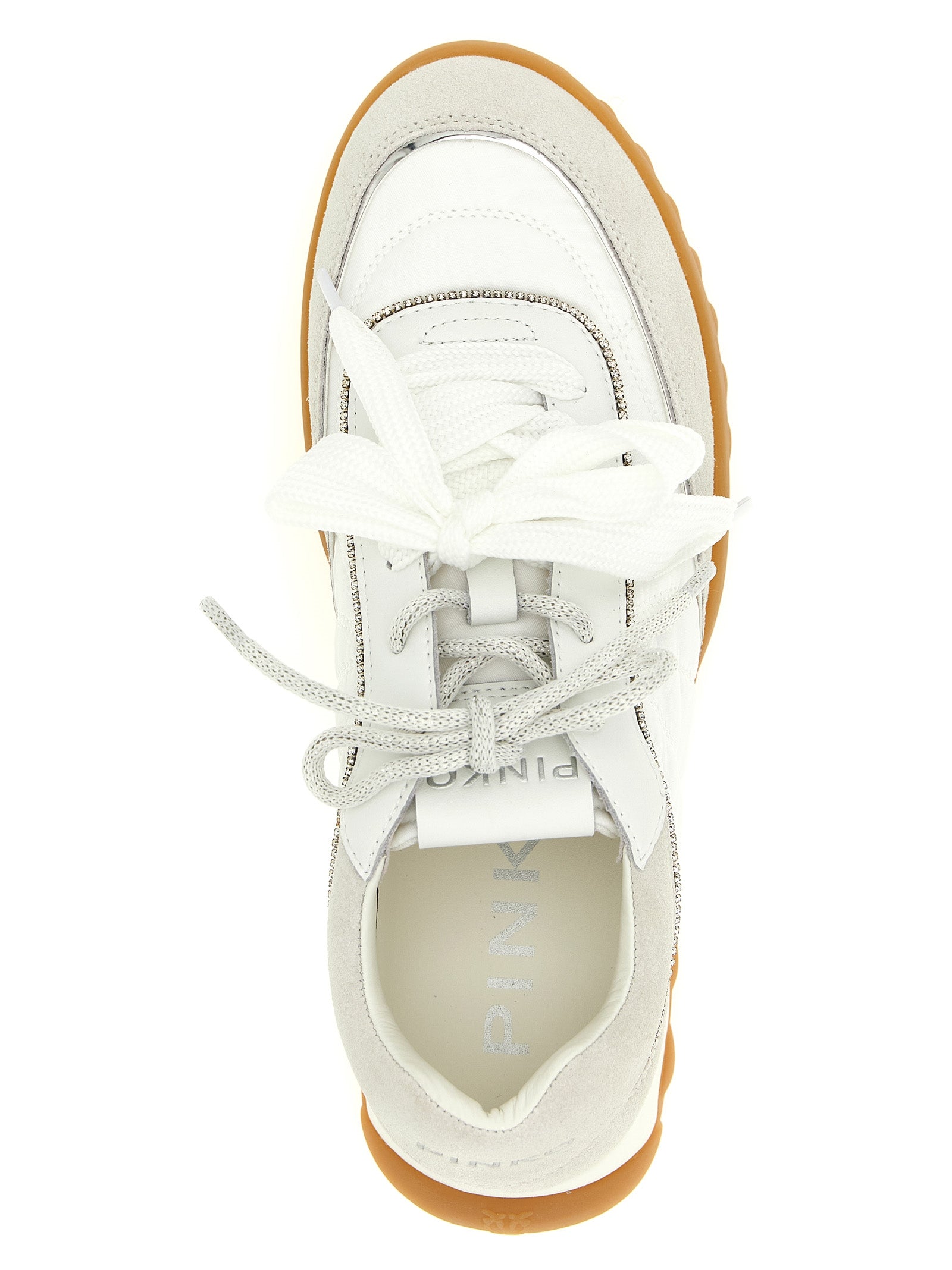 PINKO White Calfskin Athletic Sneakers