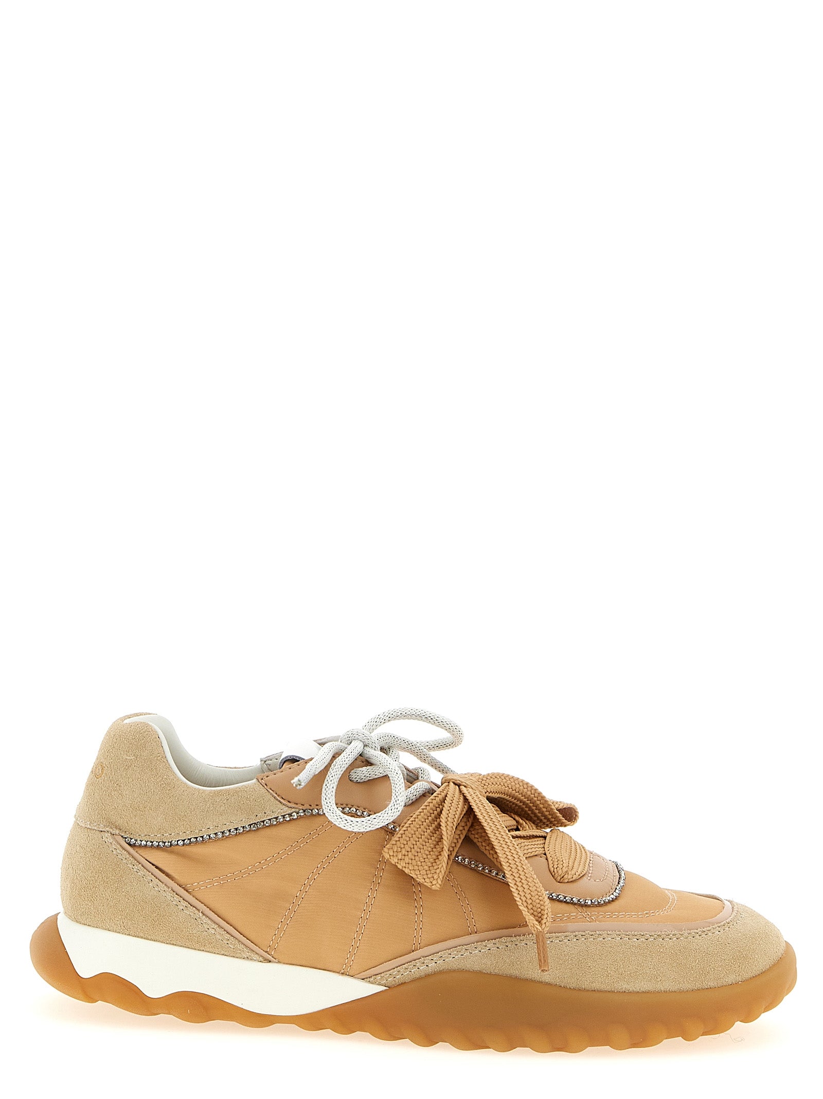 PINKO Beige Calfskin Athletic Sneakers