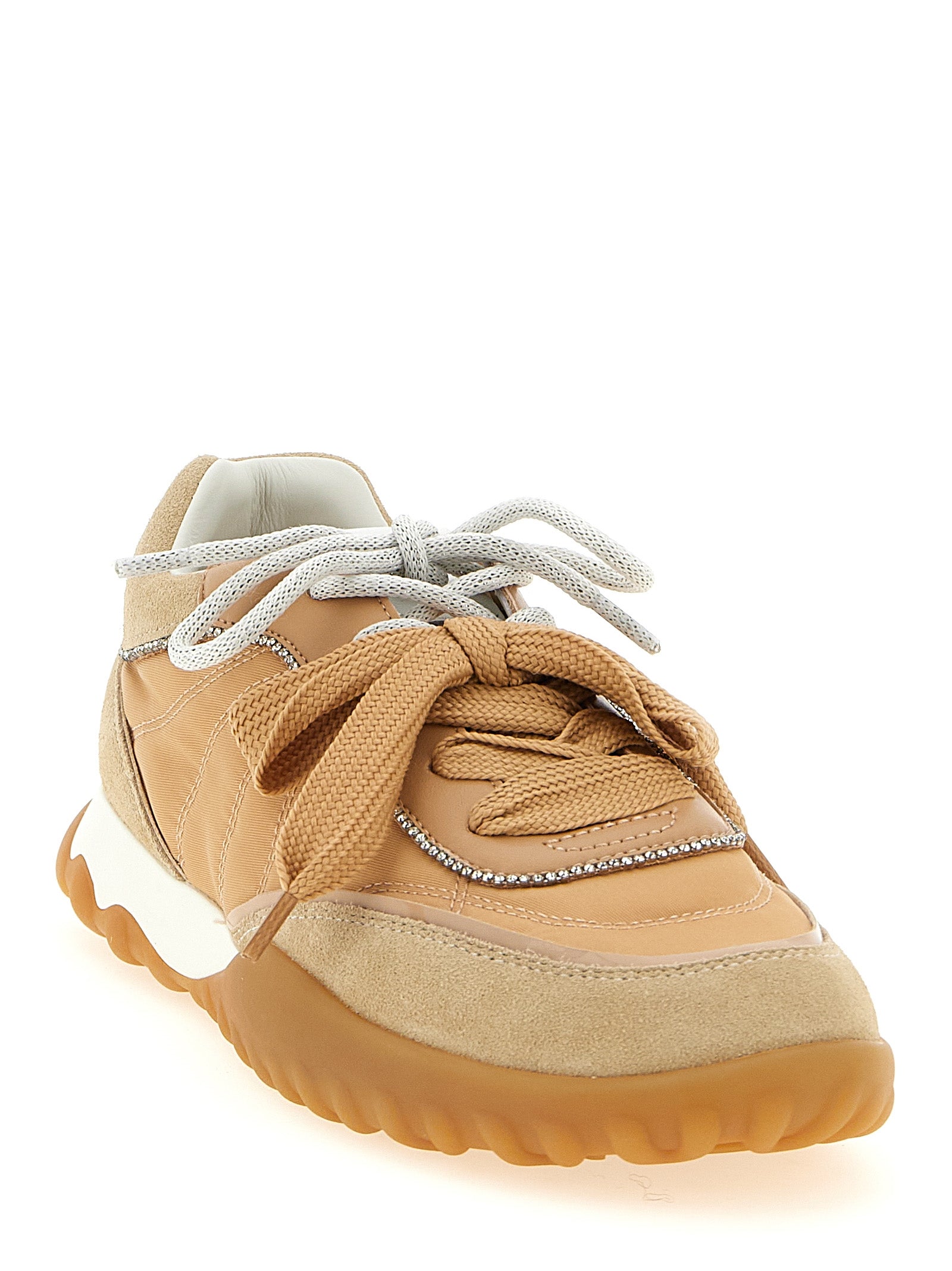 PINKO Beige Calfskin Athletic Sneakers