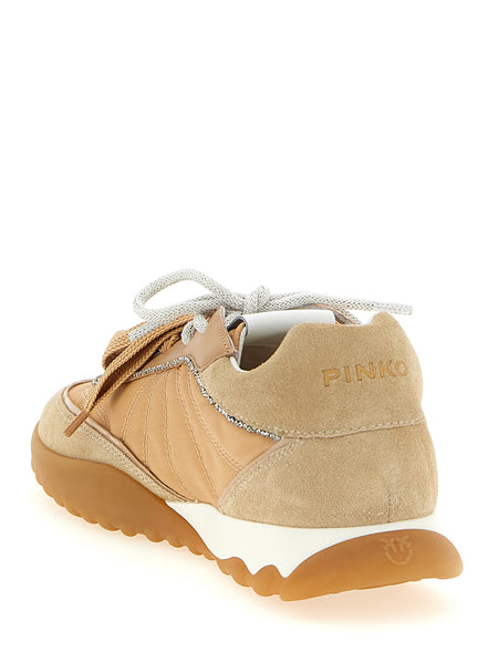 PINKO Beige Calfskin Athletic Sneakers