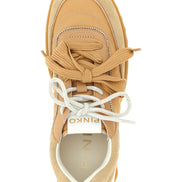 PINKO Beige Calfskin Athletic Sneakers