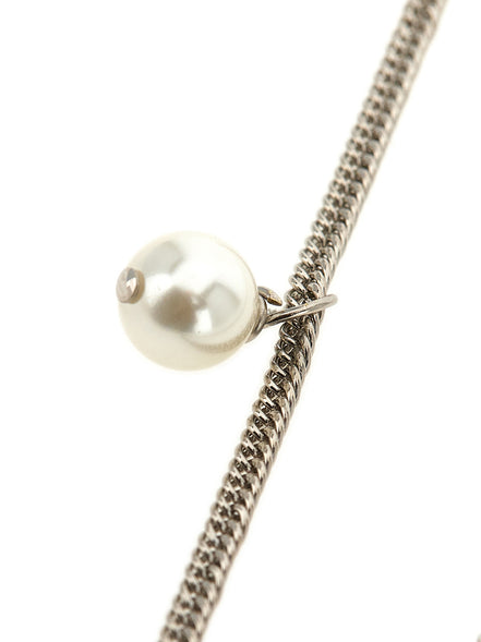 Jil Sander 601 Gold-Tone Brass and Pearl Chain Necklace