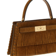 Καφέ δερμάτινη τσάντα από δέρμα βοοειδών Tory Burch