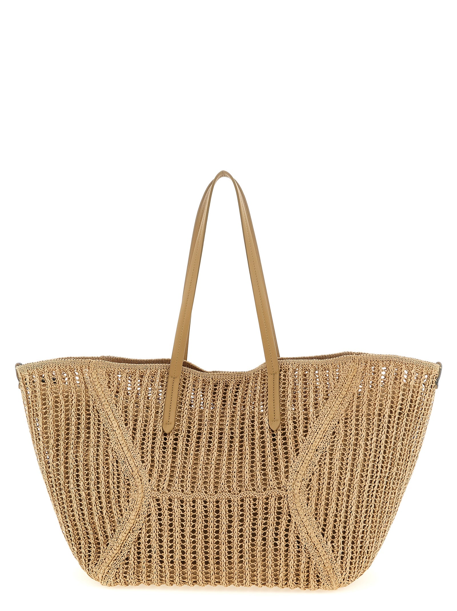Brunello Cucinelli BC Duo Beige Raffia Shoulder Bag