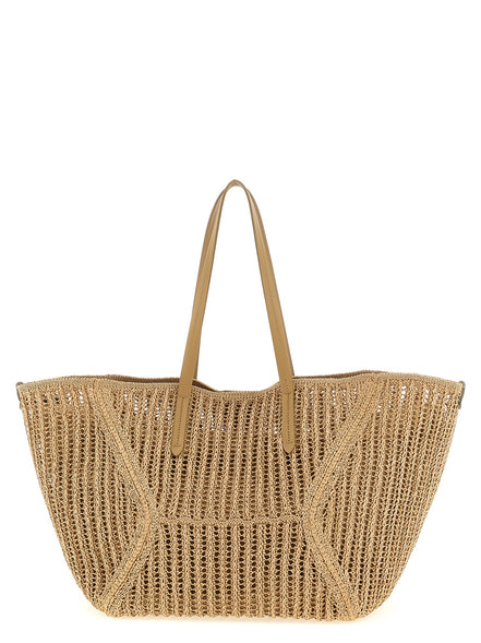 Brunello Cucinelli BC Duo Beige Raffia Shoulder Bag