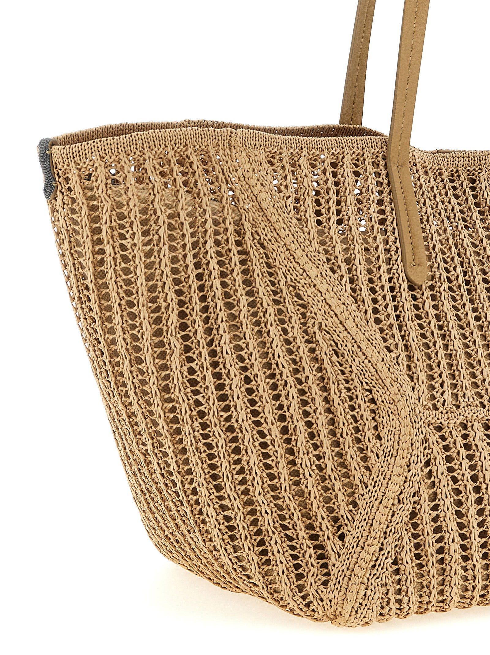 Brunello Cucinelli BC Duo Beige Raffia Shoulder Bag