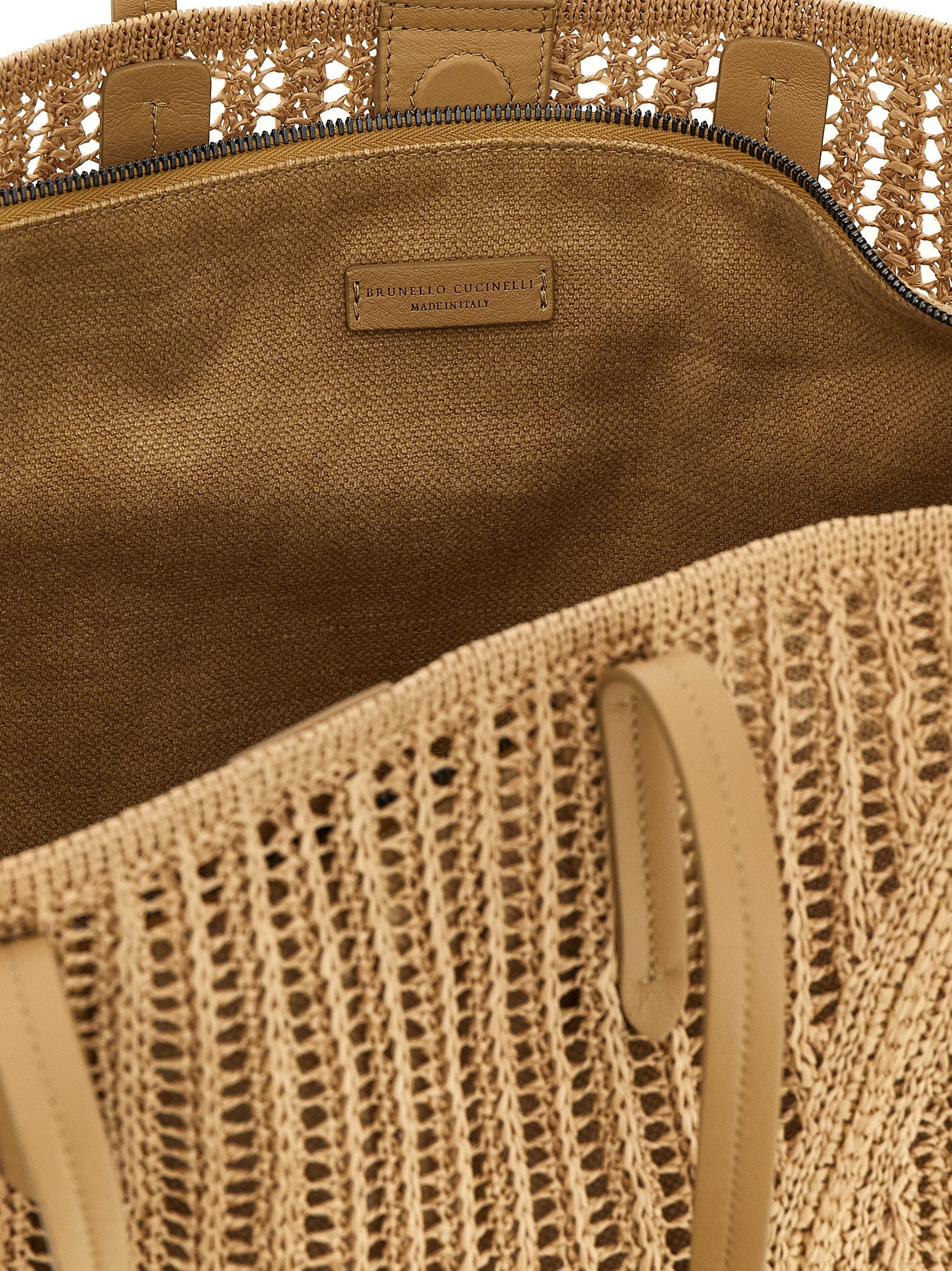 Brunello Cucinelli BC Duo Beige Raffia Shoulder Bag