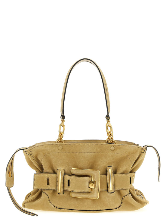 Balmain Beige Calfskin Shoulder Bag