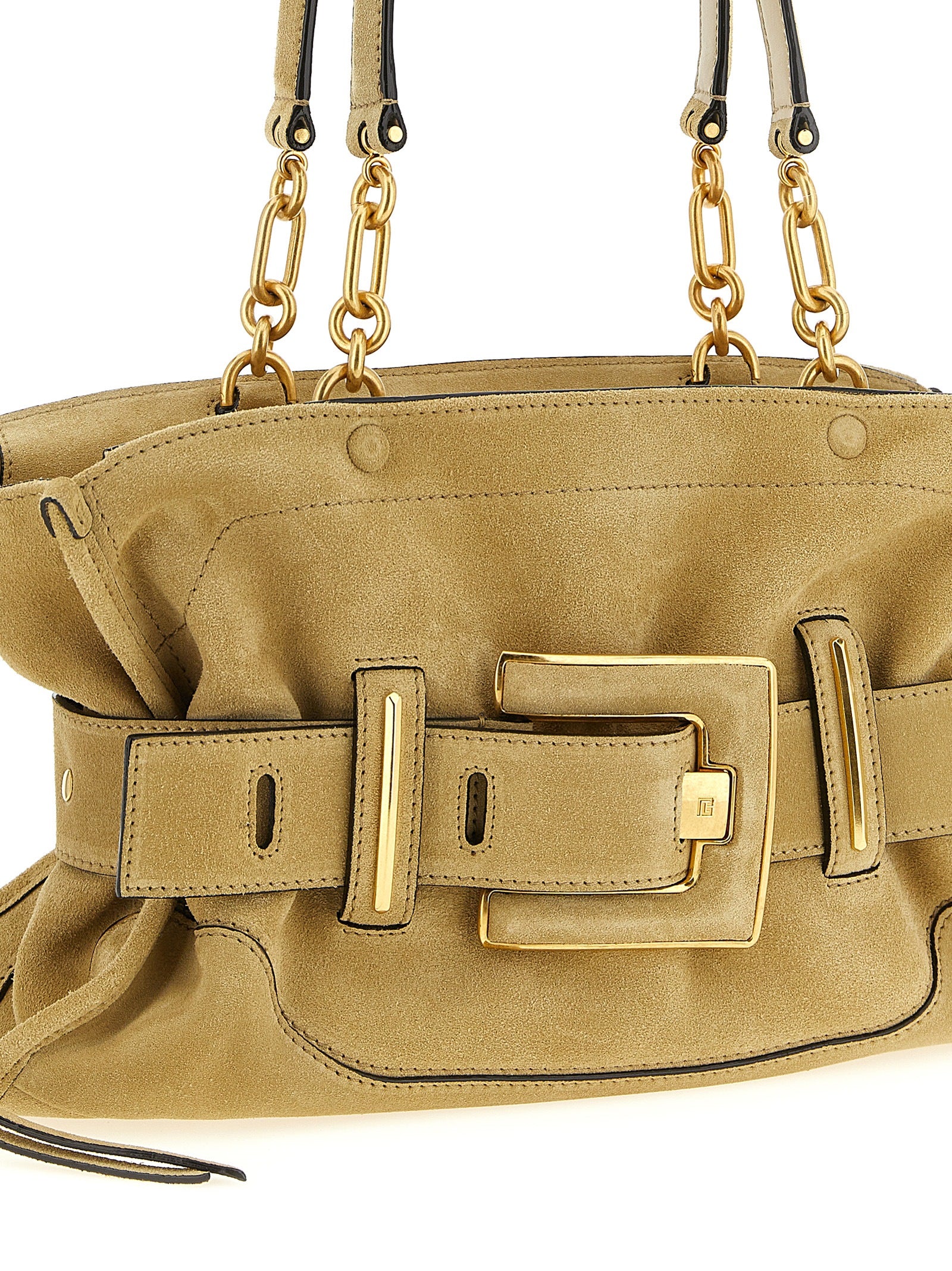 Balmain Beige Calfskin Shoulder Bag