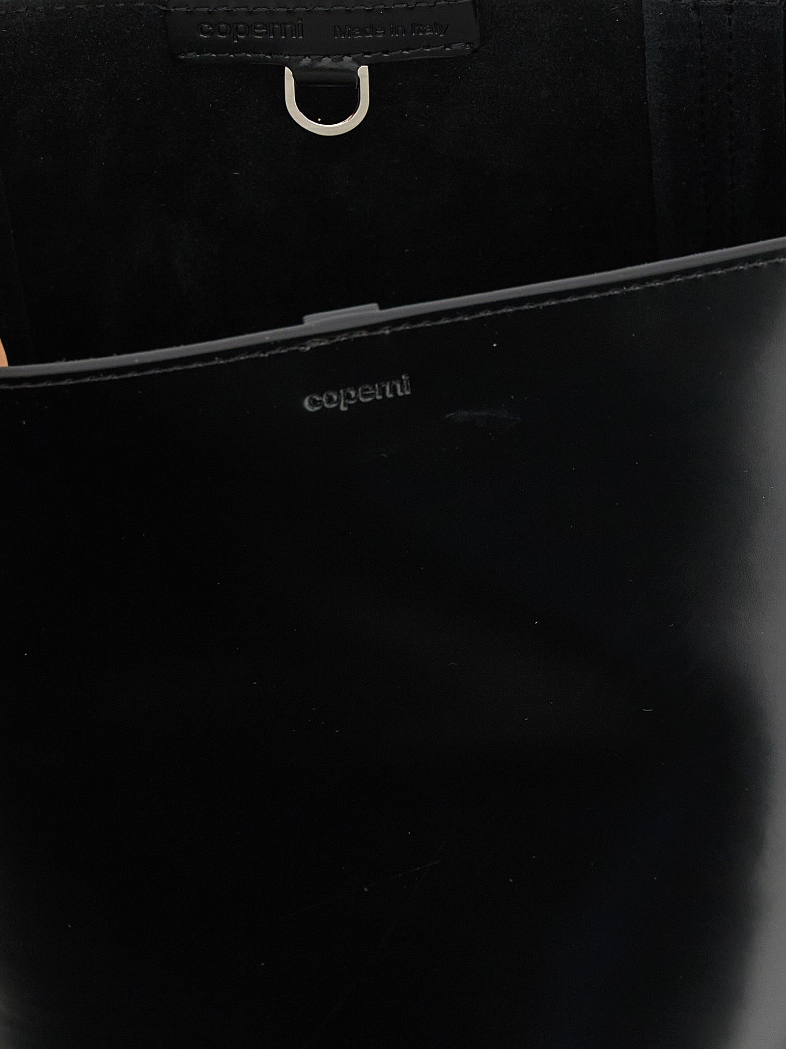 Τσάντα Ώμου από Μαύρο Δέρμα Αγελάδας Coperni