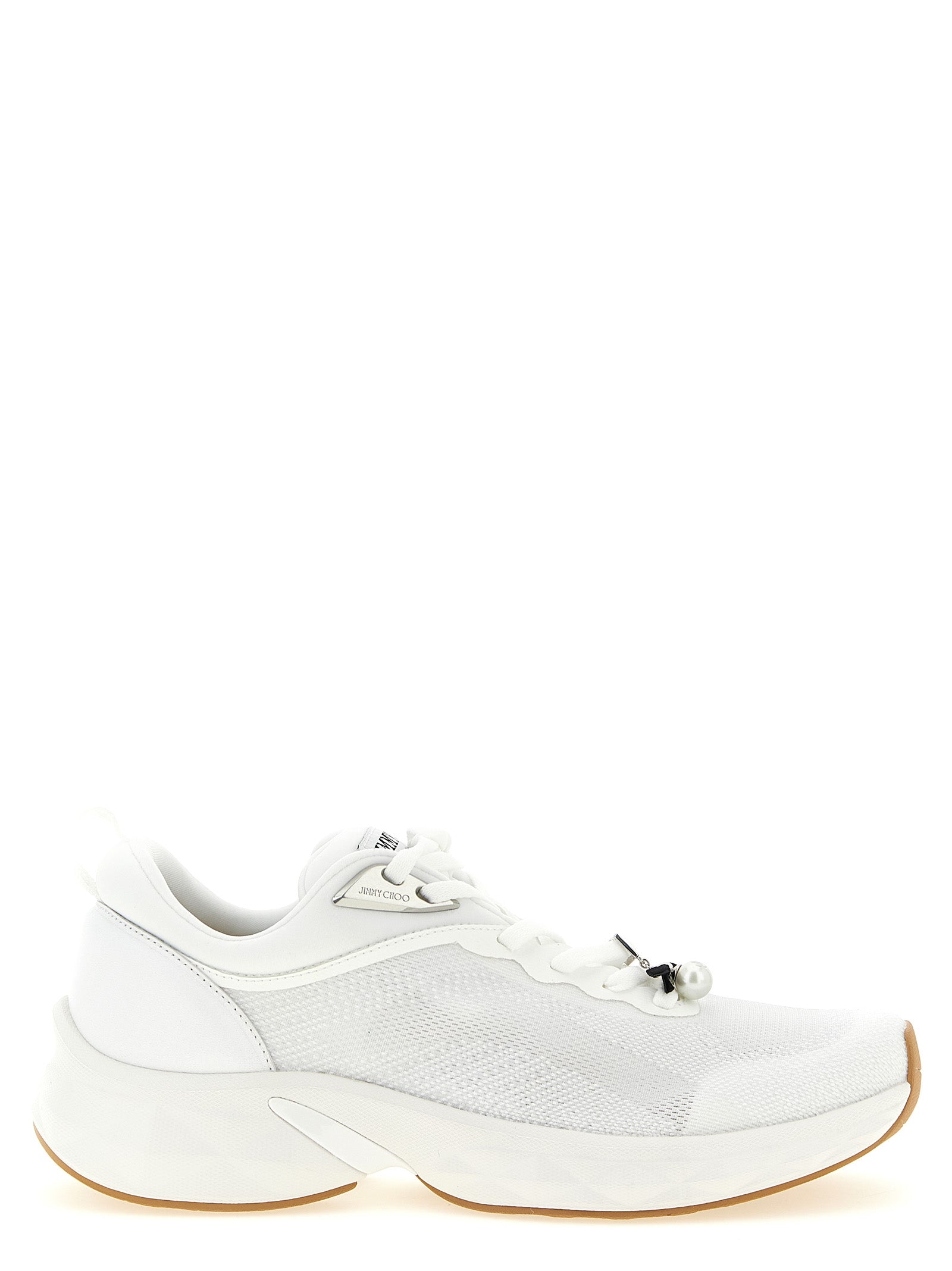 Jimmy Choo White Tencel Athletic Sneakers
