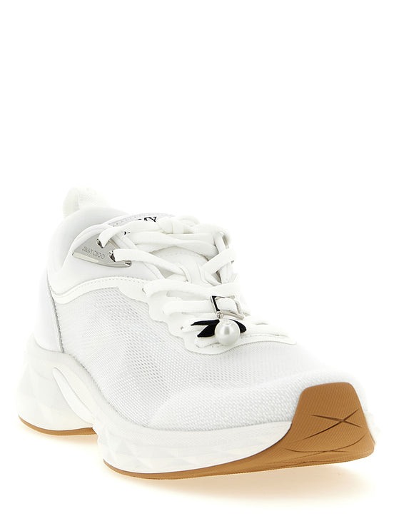 Jimmy Choo White Tencel Athletic Sneakers