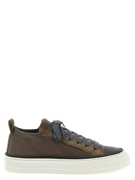 Brunello Cucinelli Brown Cotton Low Top Sneakers