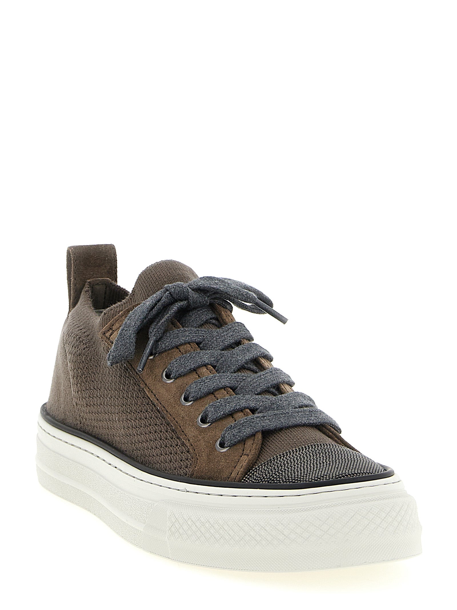 Brunello Cucinelli Brown Cotton Low Top Sneakers