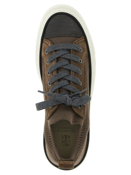 Brunello Cucinelli Brown Cotton Low Top Sneakers