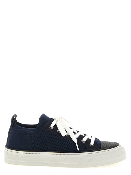 Brunello Cucinelli Blue Cotton Low Top Sneakers