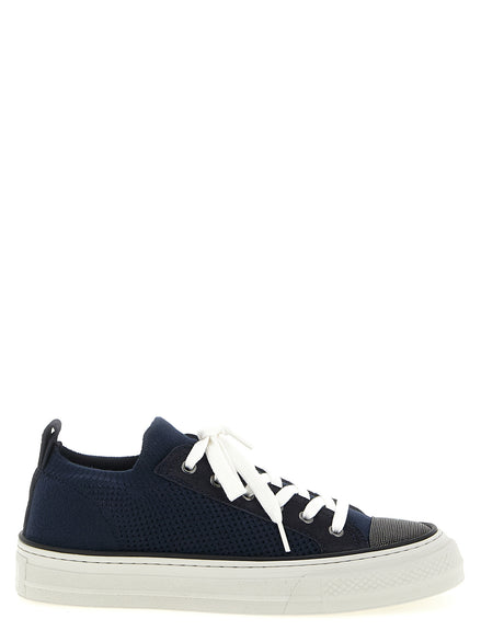 Μπλε βαμβακερά sneakers χαμηλού τύπου Brunello Cucinelli