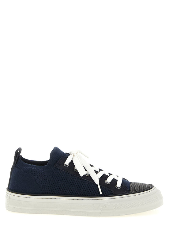 Μπλε βαμβακερά sneakers χαμηλού τύπου Brunello Cucinelli