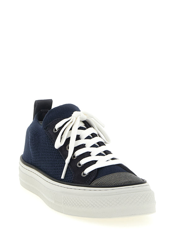 Μπλε βαμβακερά sneakers χαμηλού τύπου Brunello Cucinelli
