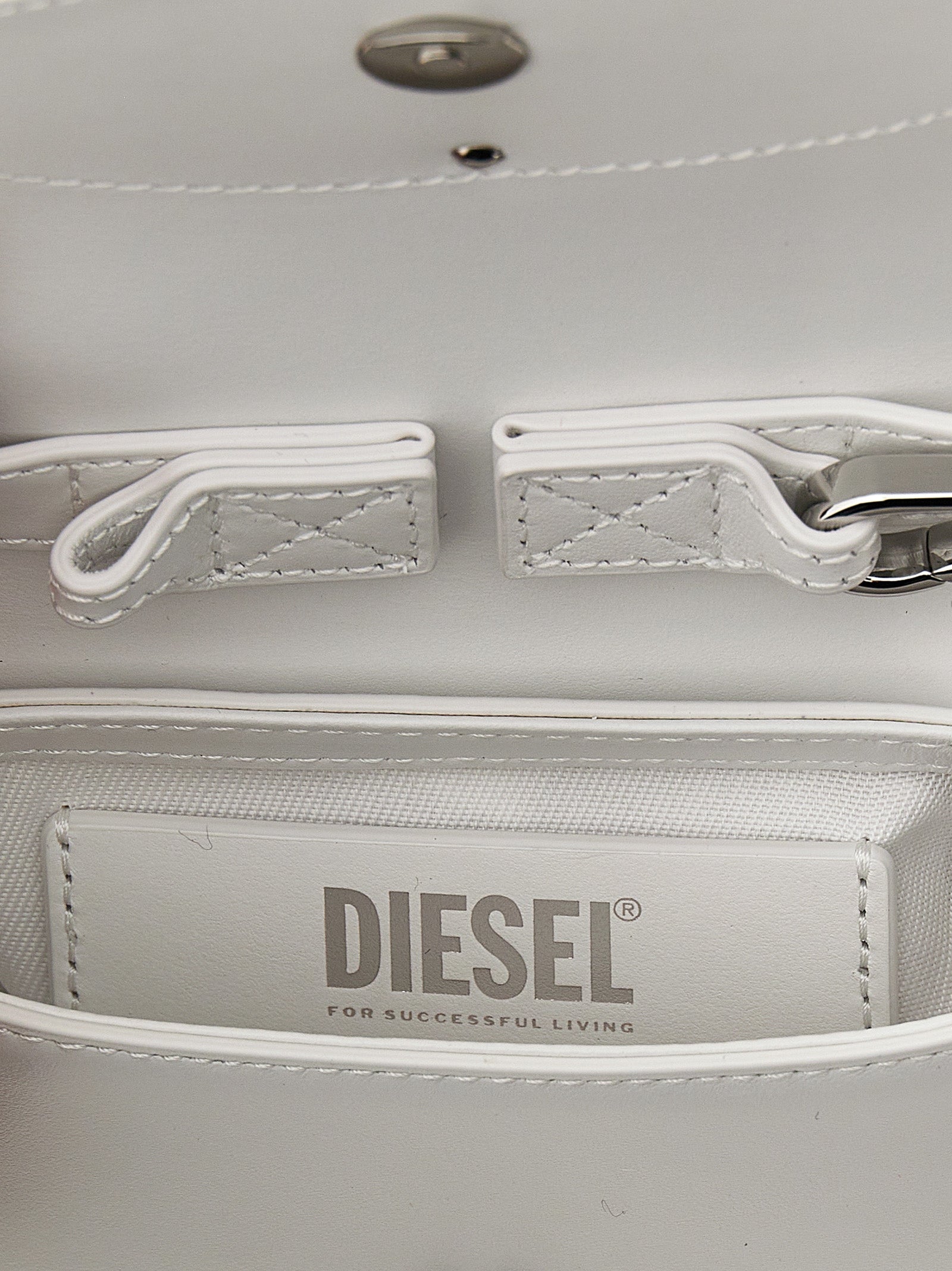 Τσάντα χειρός Diesel από λευκό δέρμα αγελάδας  