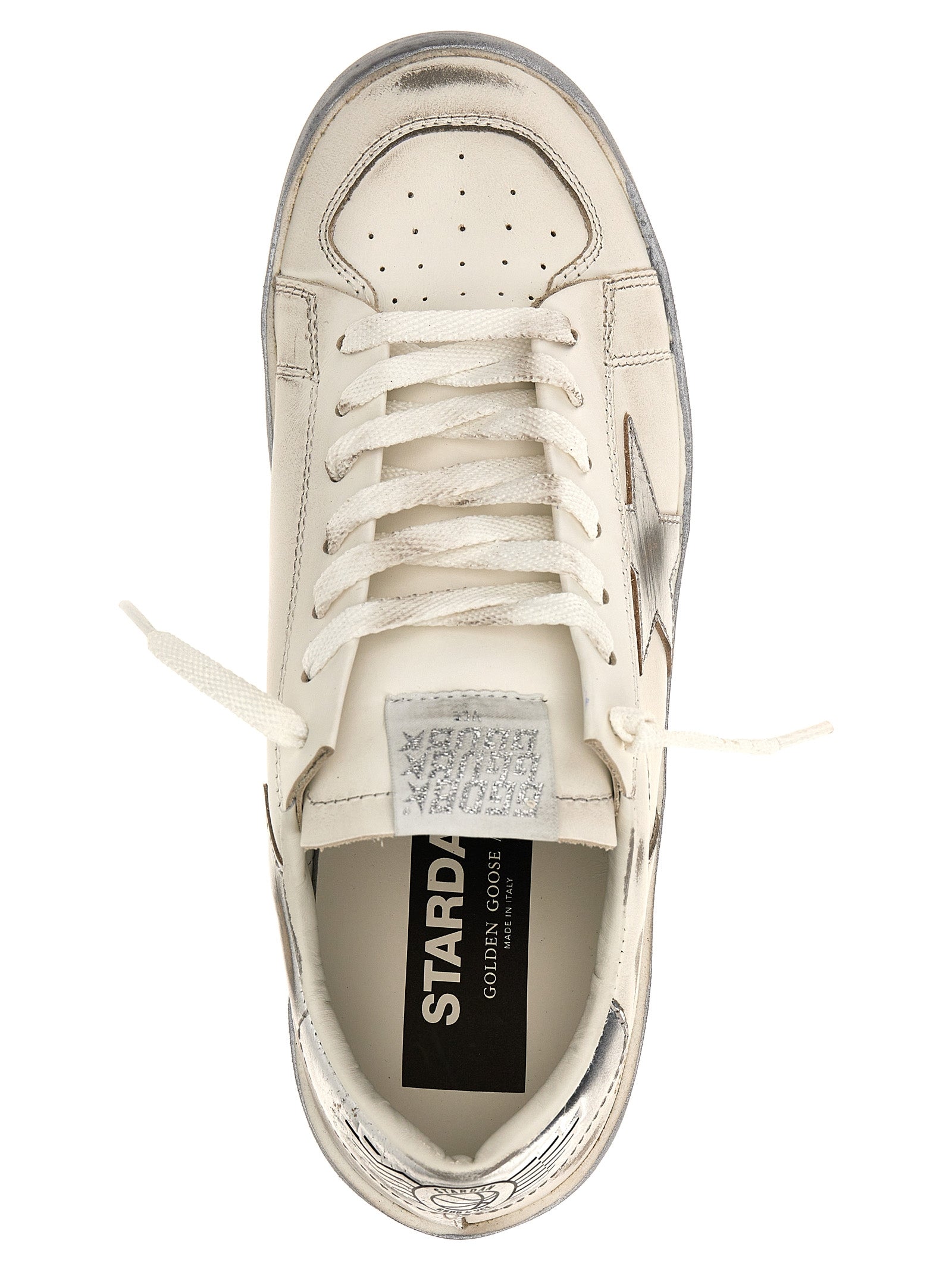 Golden Goose Silver Cowhide Athletic Sneakers