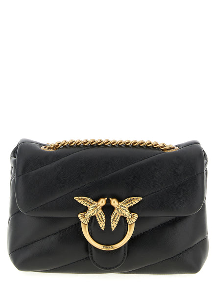 PINKO Black Lamb Leather Crossbody Bag