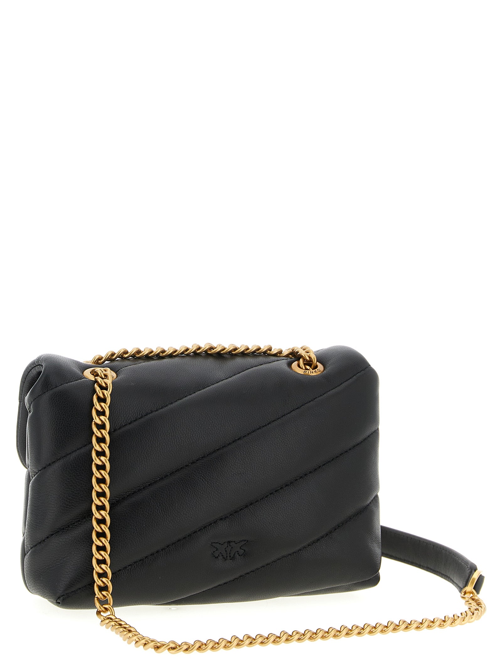 PINKO Black Lamb Leather Crossbody Bag