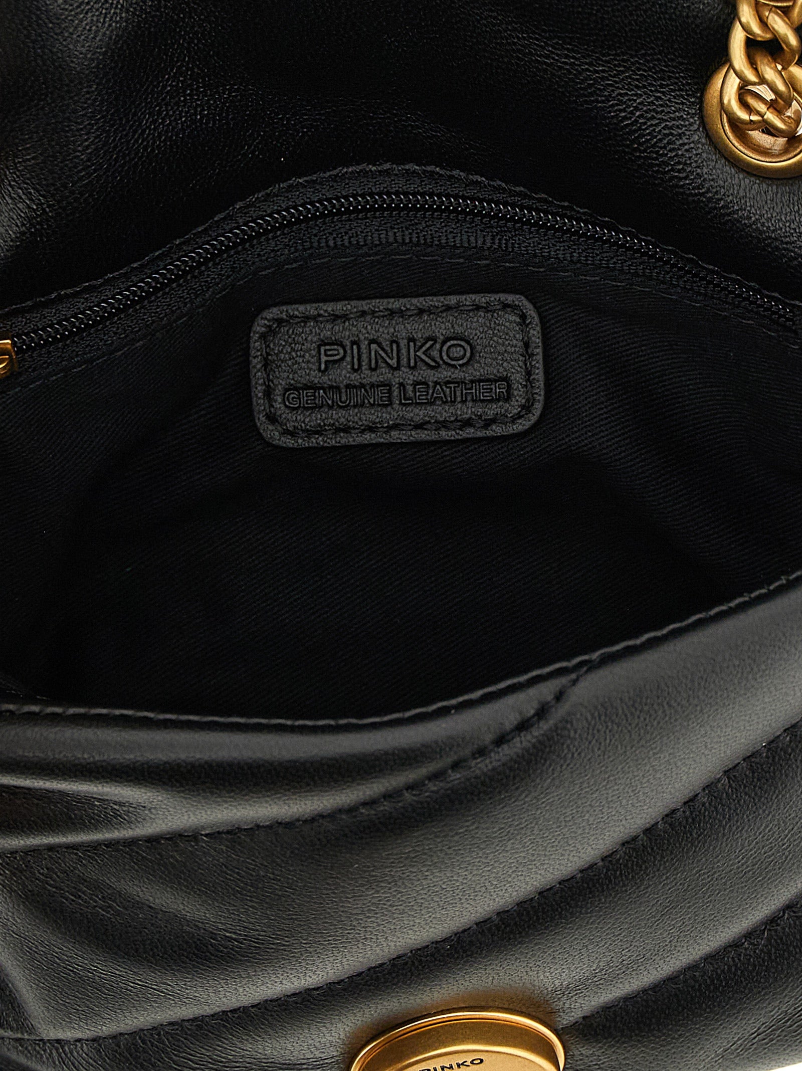 PINKO Black Lamb Leather Crossbody Bag