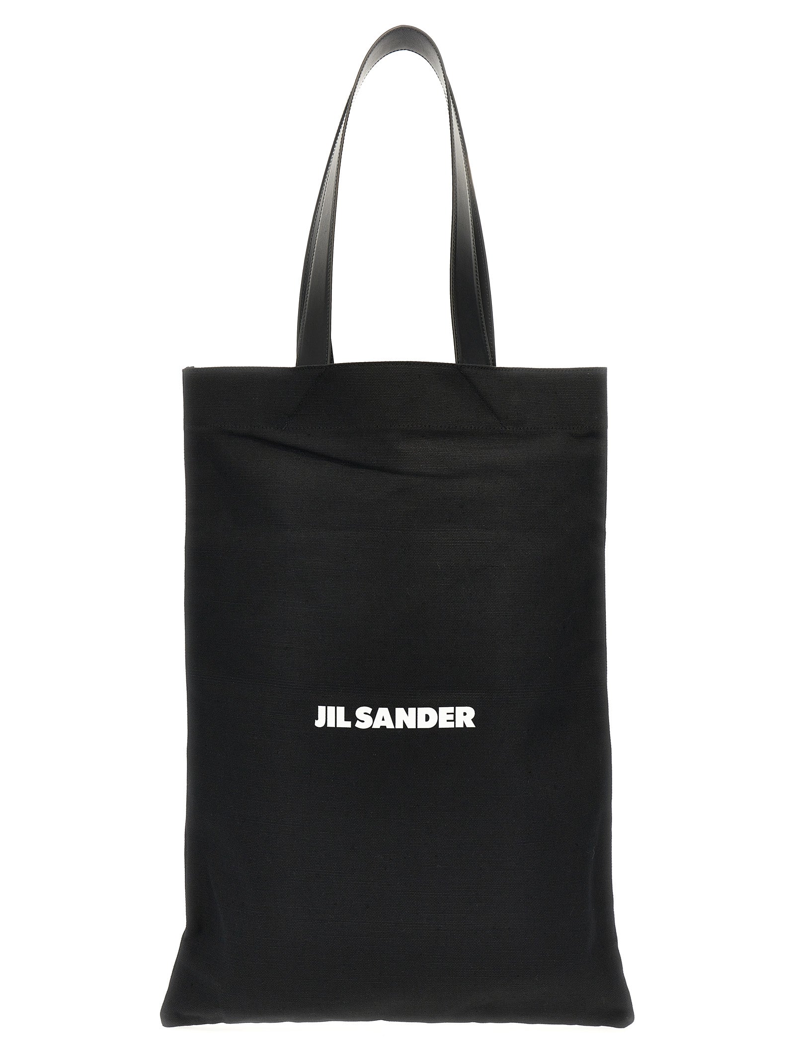 Μαύρη βαμβακερή τσάντα tote Jil Sander