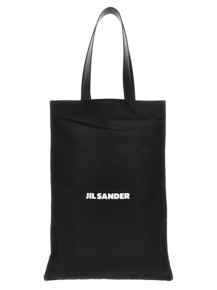 Μαύρη βαμβακερή τσάντα tote Jil Sander