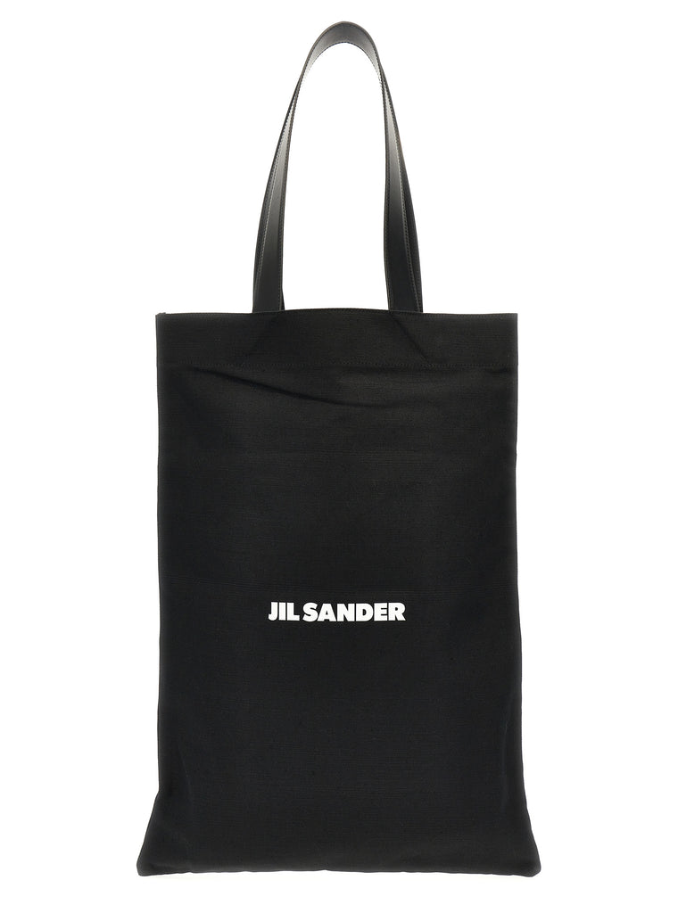 Μαύρη βαμβακερή τσάντα tote Jil Sander