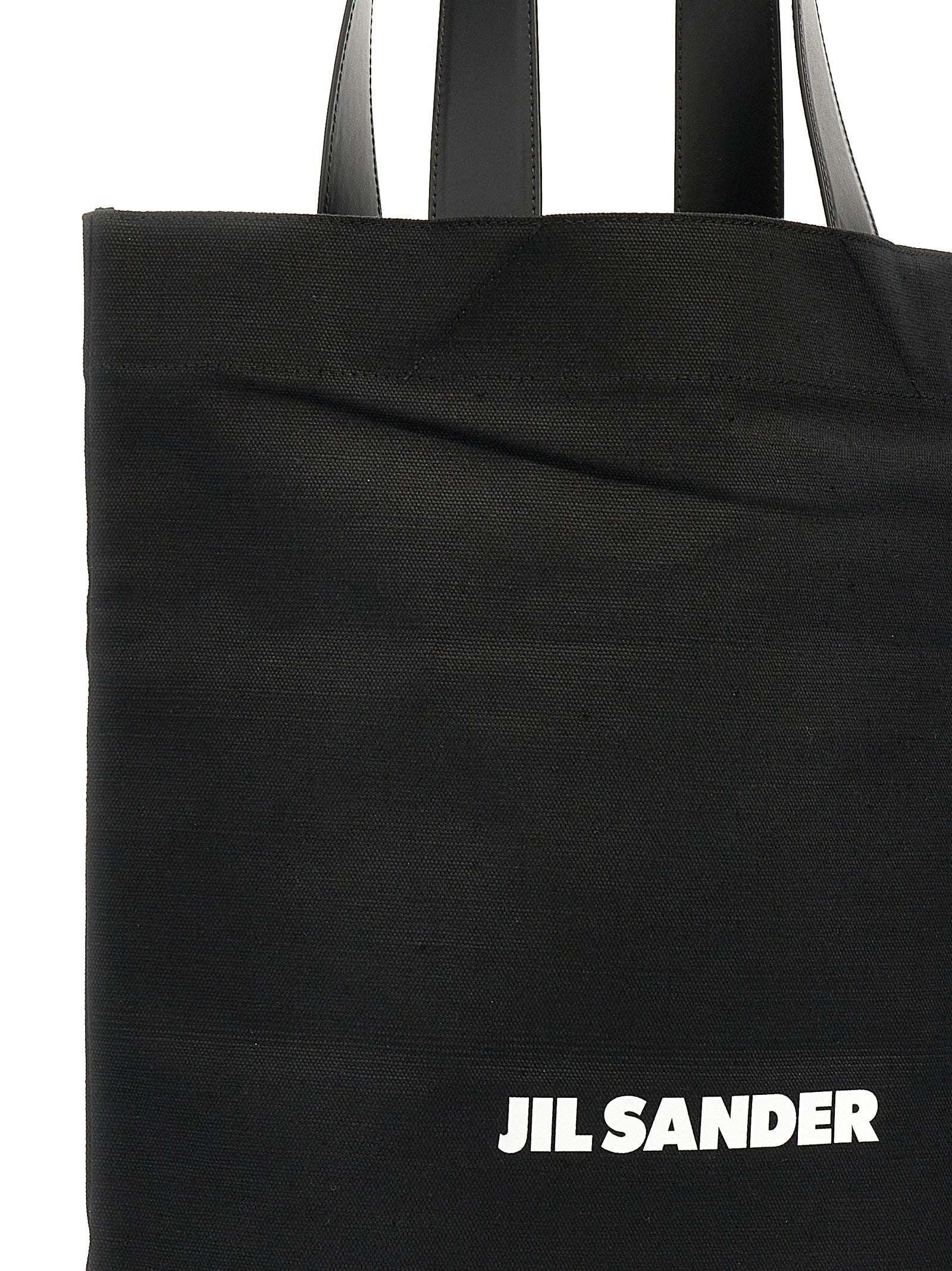 Μαύρη βαμβακερή τσάντα tote Jil Sander