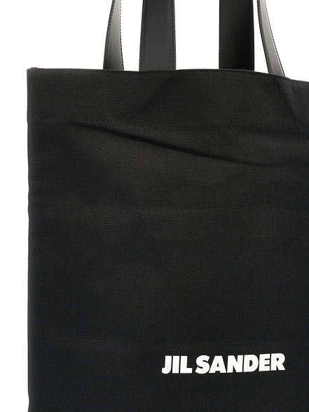 Μαύρη βαμβακερή τσάντα tote Jil Sander