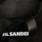 Μαύρη βαμβακερή τσάντα tote Jil Sander