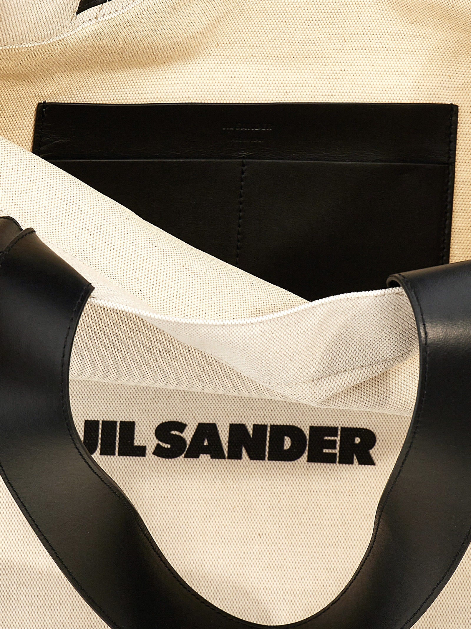 Δίχρωμη βαμβακερή τσάντα tote Jil Sander