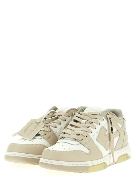 Μπεζ sneakers χαμηλού τύπου Off-White από δέρμα μοσχαριού