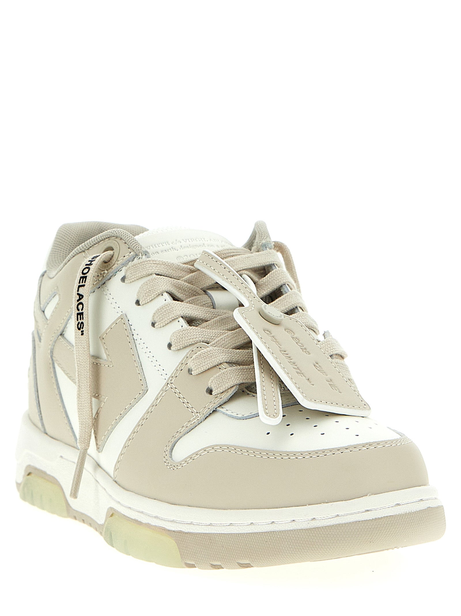 Μπεζ sneakers χαμηλού τύπου Off-White από δέρμα μοσχαριού